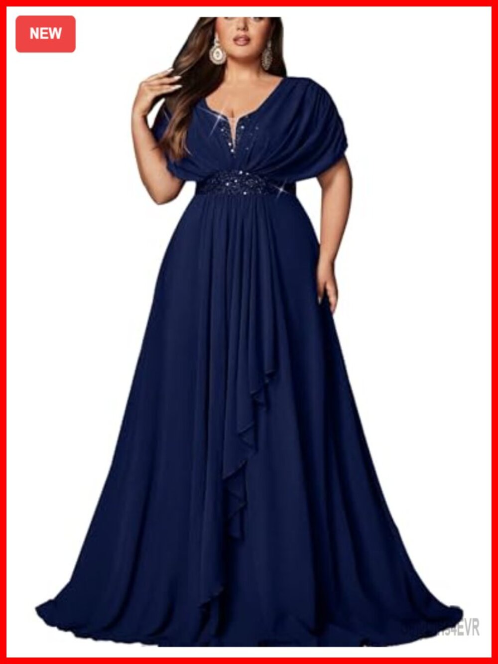 Plus Size Sequin Chiffon Formal Bridesmaid Dress Sweetheart A-Line Gown